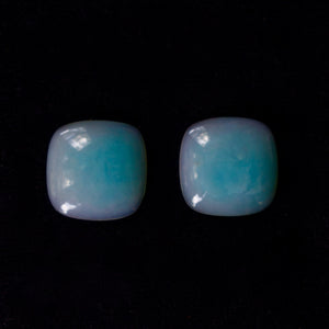 Peruvian Opals, GIA CERTIFIED, 17.48 Total Carat (2) Ice Blue with Rare Mulberry Hued Edges