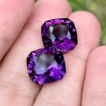 15.76 ctw Amethyst Matched Pair, Uruguay, Top Color, Flawless, Red Flash