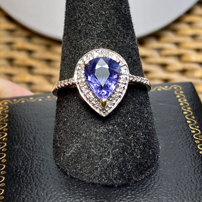 Sapphire Engagement Ring Slight Color Change (Blue-Violet) Size 7 18k Diamonds