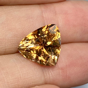 SOLD 9.95 ct. Topaz, Peachy Gold, Trillion, Shigar Valley, Skardu Mine,Shigar Valley VVS
