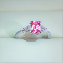 1.065 ct Padparadscha Sapphire and .50 Diamond 18kwg Engagement Ring. GIA Certified