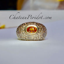 Mandarin Garnet Ring Accented with Multi-color Diamonds, Size 7