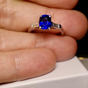 SOLD True Blue! Ceylon Sapphire Ring, Platinum and Diamond Mounting, Engagement Ring, GIA Certified