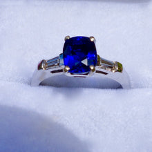 True Blue! Ceylon Sapphire Ring, Platinum and Diamond Mounting, Engagement Ring, GIA Certified.