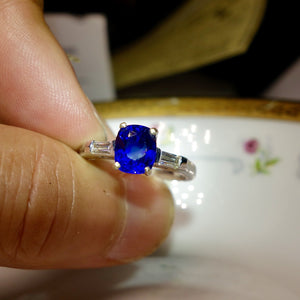 SOLD True Blue! Ceylon Sapphire Ring, Platinum and Diamond Mounting, Engagement Ring, GIA Certified