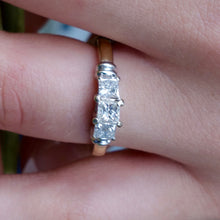 Vintage Yesterday, Today and Tomorrow 1ct Diamond Engagement Ring, 14k and Platinum, Size 4.75