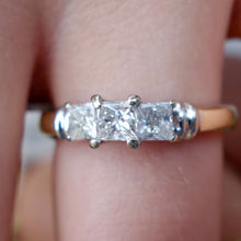 Vintage Yesterday, Today and Tomorrow 1ct Diamond Engagement Ring, 14k and Platinum, Size 4.75