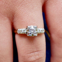 Art-Deco Diamond Engagement Ring Platinum and Gold
