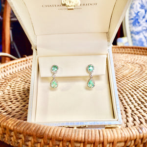Blue Green, Paraiba Tourmaline and Diamond Earrings