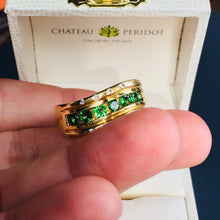 Estate Ring, approx. 1ct Vivid Tsavorite Garnets, Diamonds, 18k