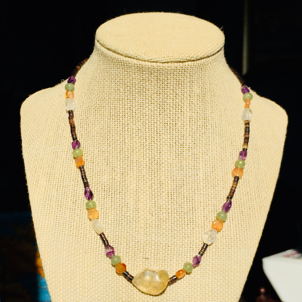 SOLD Gorgeous Bead and Gemstone Necklace, Vintage 1970's