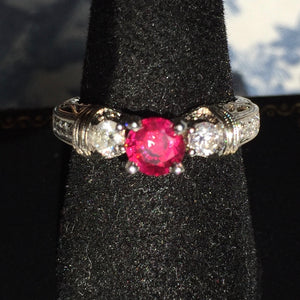 Ruby Engagement Ring, Beautiful, .50 plus ct. with .70+ ct. diamonds in 14kwg