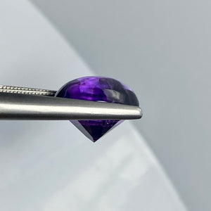 Side. 5.36 Carat Cabochon Amethyst with Faceted Base, Award Winning Cutter, VVS