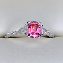 SOLD Padparadscha Sapphire 2.ct. Engagement Ring, 1.00 + ct. Colorless Diamonds 18k, Size 7, GIA Certified CLEARANCE