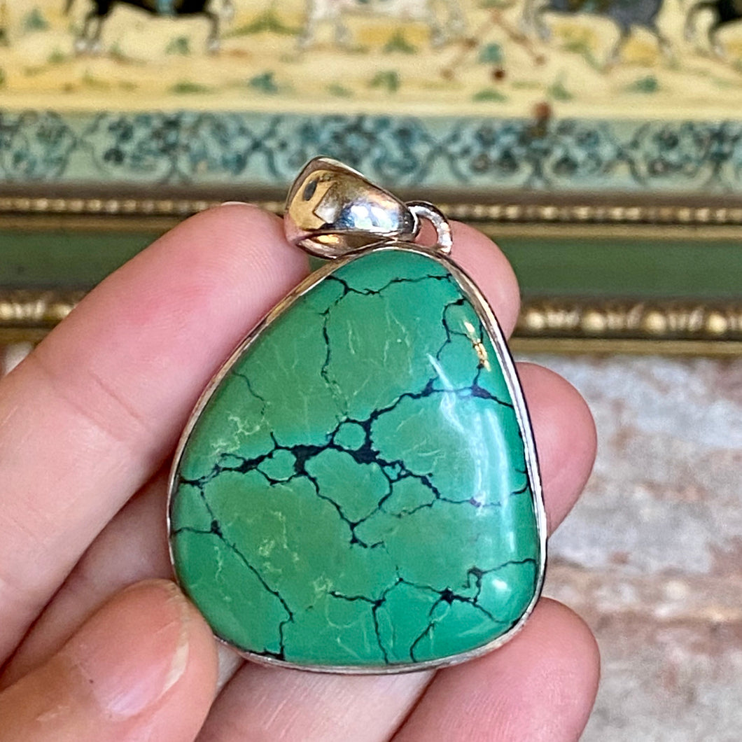 124.15 ct. Turquoise Pendant in .925 Silver, Tibet