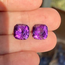 9.46 tcw. Amethyst, Matched Pair, Uruguay, Flawless, Rare In This Quality, Cushion