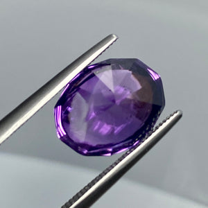 Faceted Back 5.36 Carat Cabochon Amethyst with Faceted Base, Award Winning Cutter, VVS