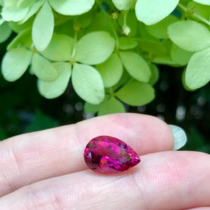 gorgeous rubellite pear shape Pigeon's blood red, top clarity, untreated.