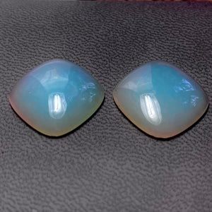 Peruvian Opals, GIA CERTIFIED, 17.48 Total Carat (2) Ice Blue with Rare Mulberry Hued Edges