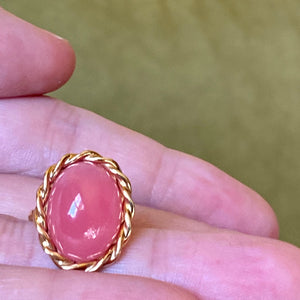 SOLD Vintage Translucent Rhodochrosite Ring from Italy 18k, Size 5 crazy price for the 18k gold gorgeous eye clean untreated cabochon.  i