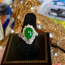 Jadeite Ring, Imperial Green 4.0 ct. Burma, Diamonds VVS-D to E, 2.25 ctw. Platinum, Mid-Century  