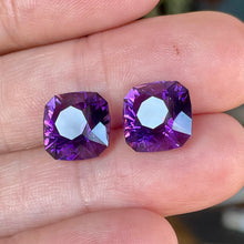 9.46 tcw. Amethyst, Matched Pair, Uruguay, Flawless, Rare In This Quality, Cushion