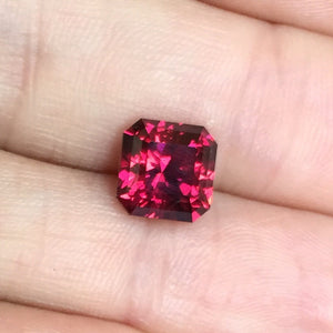 3.82 ct Pyralspite Garnet Cranberry to Deep Magenta Red, Color-Shift, Squared Octagon, Modified Step Cut, 