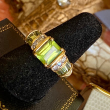 Peridot Diamond Engagement Ring, Burmese 2.50+ Ct. 14k, Size 6.75 .25+ diamonds