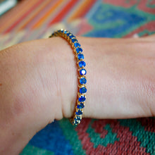 Blue Sapphire Tennis Bracelet, Pailin, 14k Yellow Gold