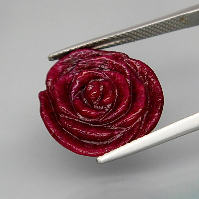 13.00 ct. No Heat Natural Ruby, Hand Carved Rose, Red, Tanzania