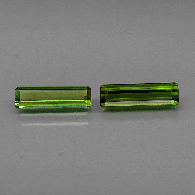 Tourmaline, 1.77 ct. Green (2) Matched Pair, Mozambique, Emerald Cut