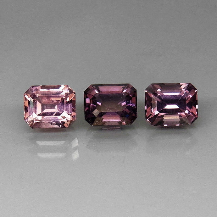 Spinels, 3.03 tcw. Set of (3) Purple-Pink Tone, Gorgeous Set